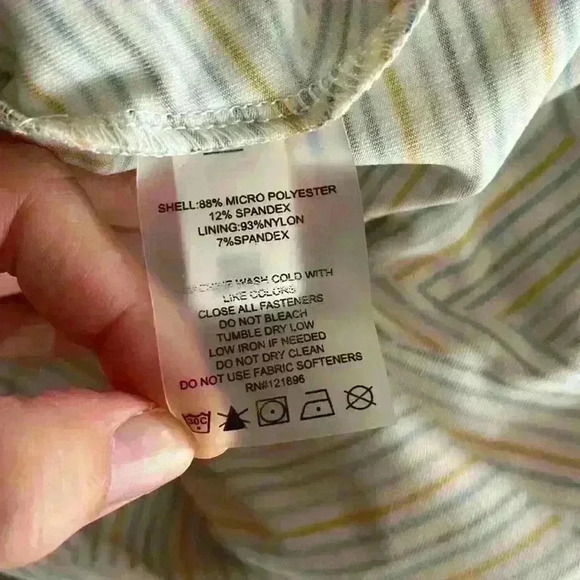 EUC Title Nine Womens Yes Dress Size M Blue Gold Abstract Built In Bra Athletic - Picture 9 of 13